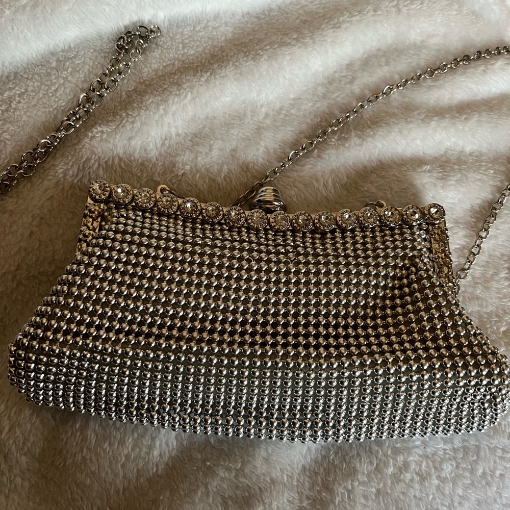 Jessica McClintock Silver Chainmail Shoulder Bag/ extra handbag chain - NEW